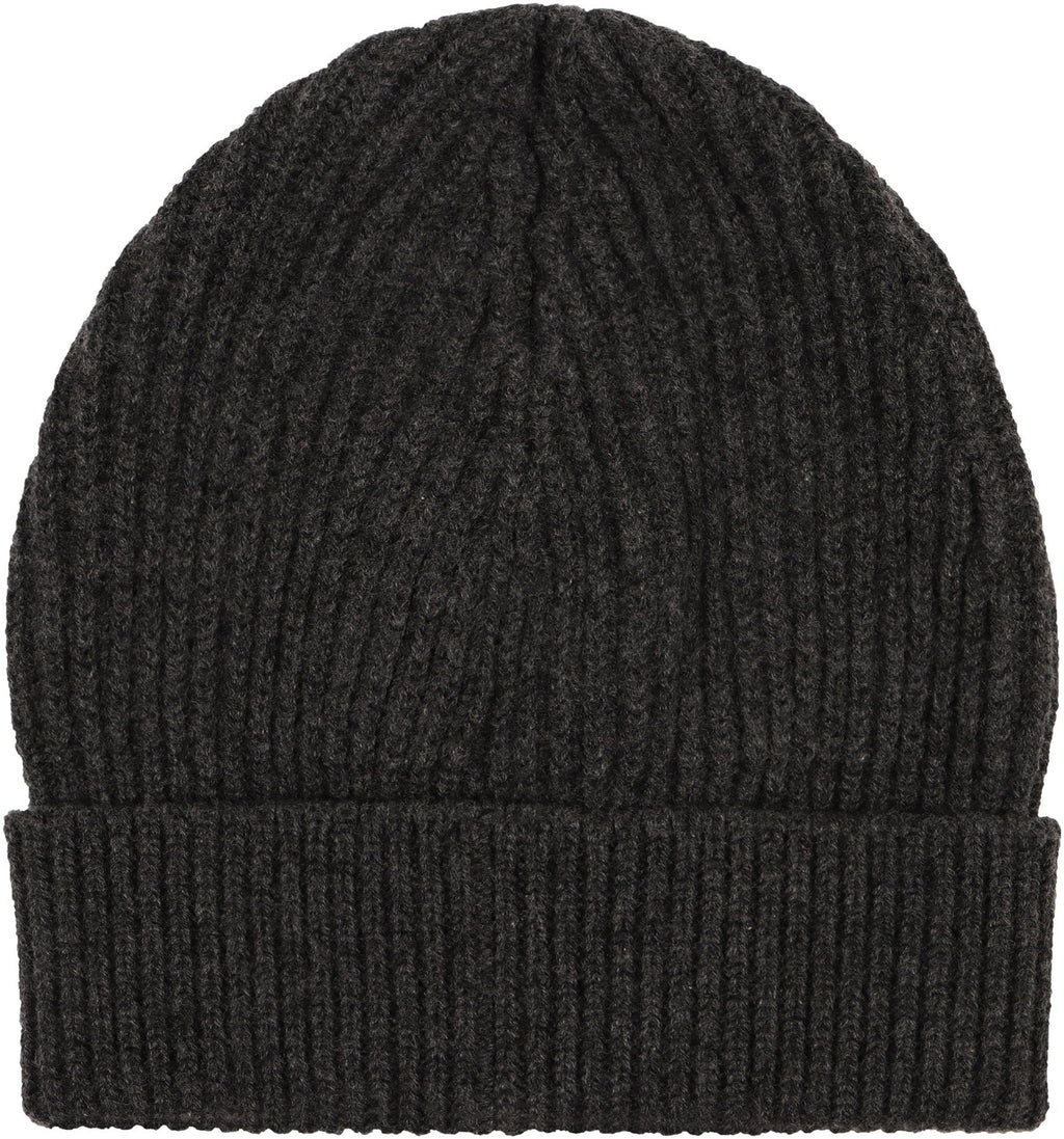 DOLCE & GABBANA Ribbed Knit Beanie with Front Logo Patch