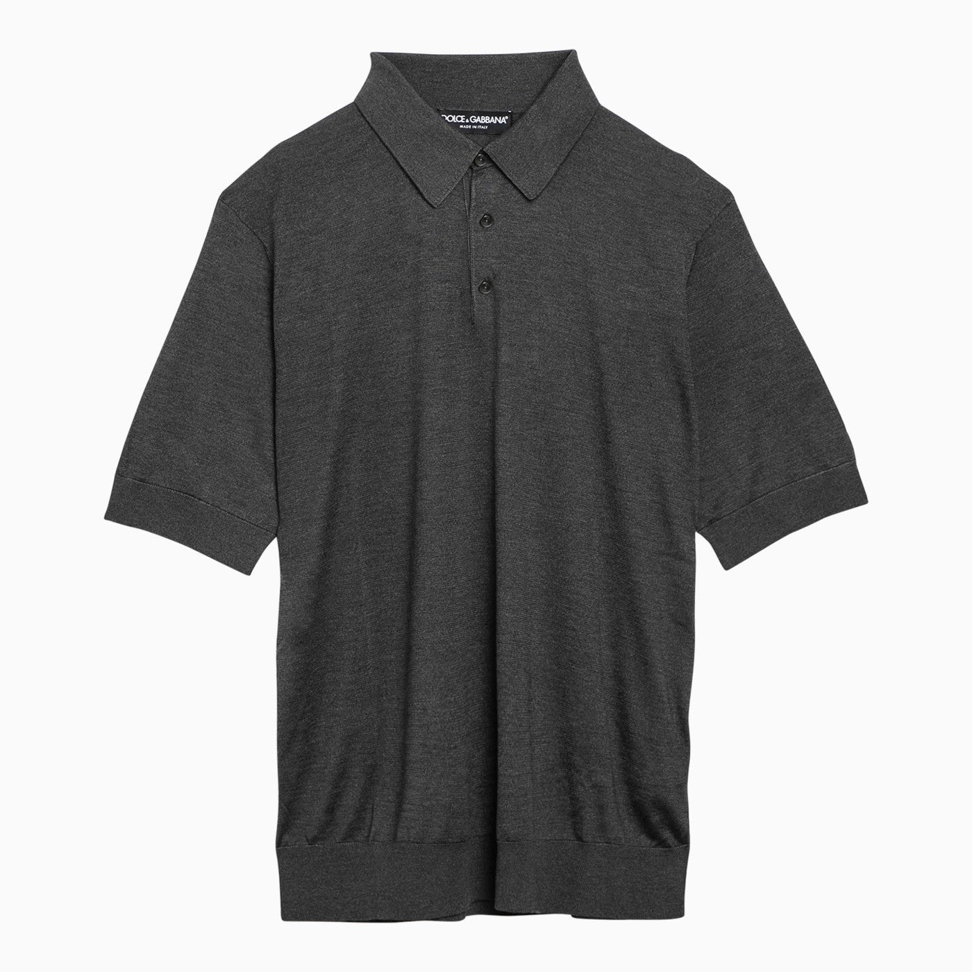 Dolce&Gabbana Grey Silk Short Sleeved Polo Shirt