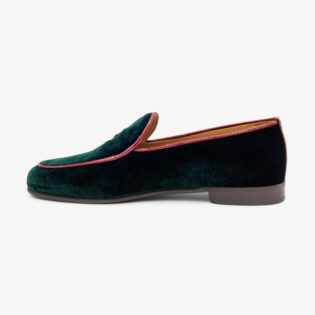 Women's Dark Green Velvet Milano Loafer Del Toro Shoes