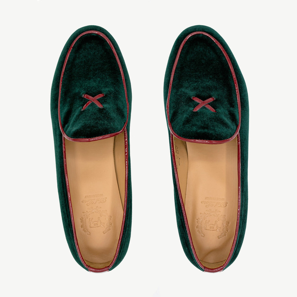 Women's Dark Green Velvet Milano Loafer Del Toro Shoes