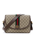 Gucci GG Supreme Monogram Textured Dollar Calfskin Ophidia Flap Shoulder Bag Beige Ebony New Acero Banlieue91