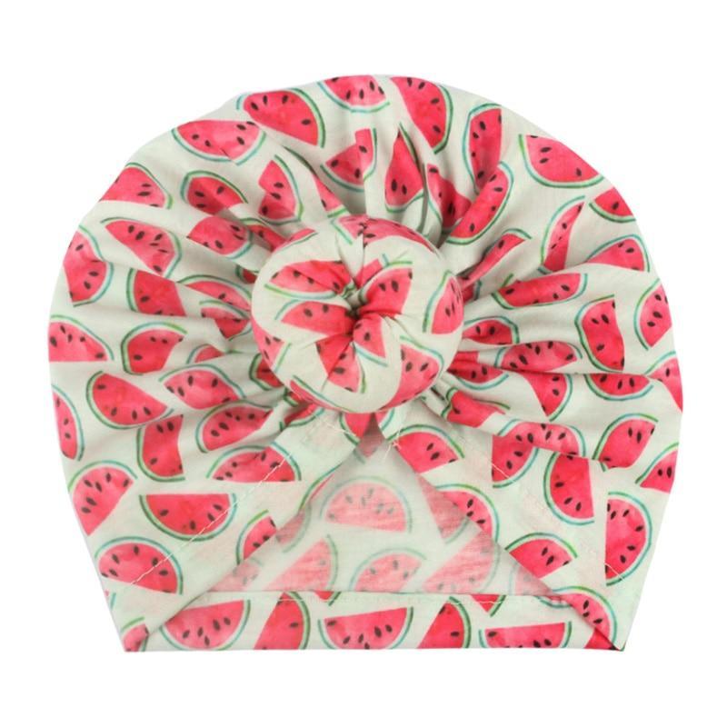 Luxury Modern Donut Baby Beanie Turban Hat Baby Cap Cotton Fruit Print Floral Toddler Baby Girl Cap Design Stevvex