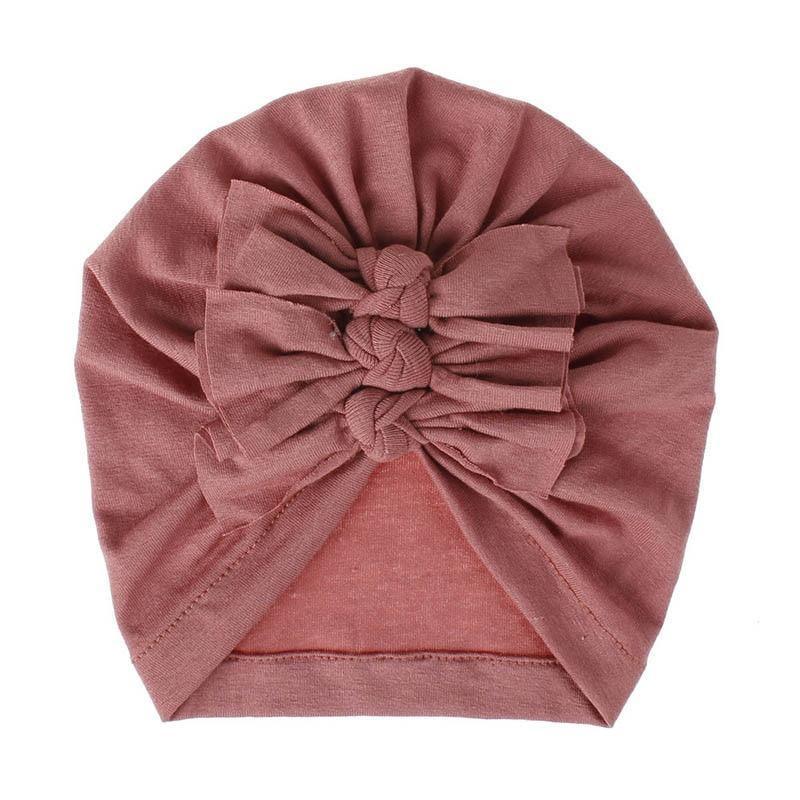 Handamde Elegant Baby Hats for Girls Big Bow Turban Hat Newborn  Baby Beanie Cap Solid Color Style Stevvex