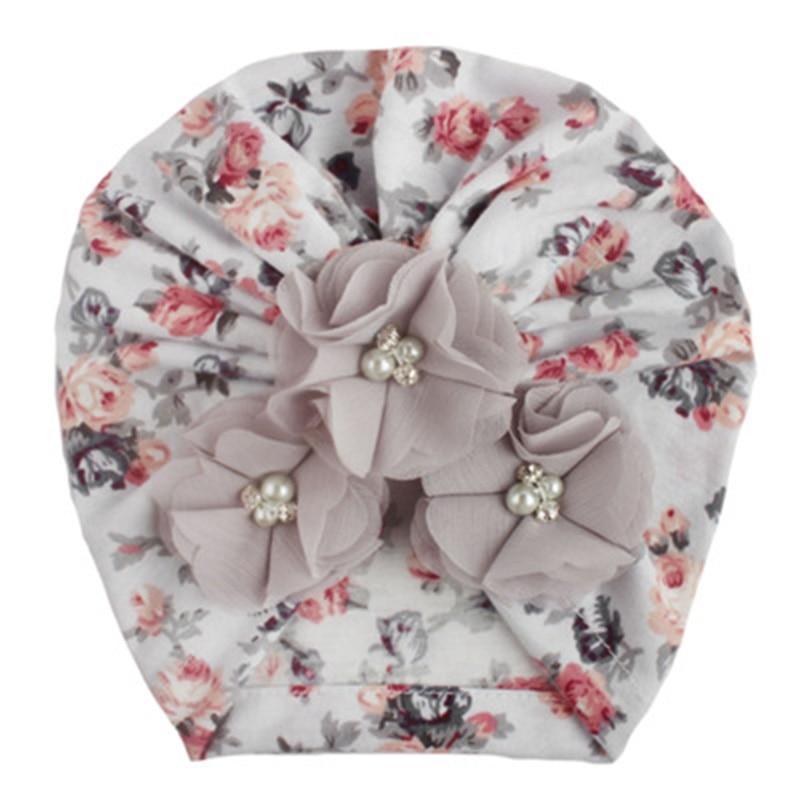 Handmade Luxury Flower With Pearl Cotton Soft Baby Turban Headband Handmade Elastic Baby Head Wrap Newborn Hair Accessories For Girls Stevvex