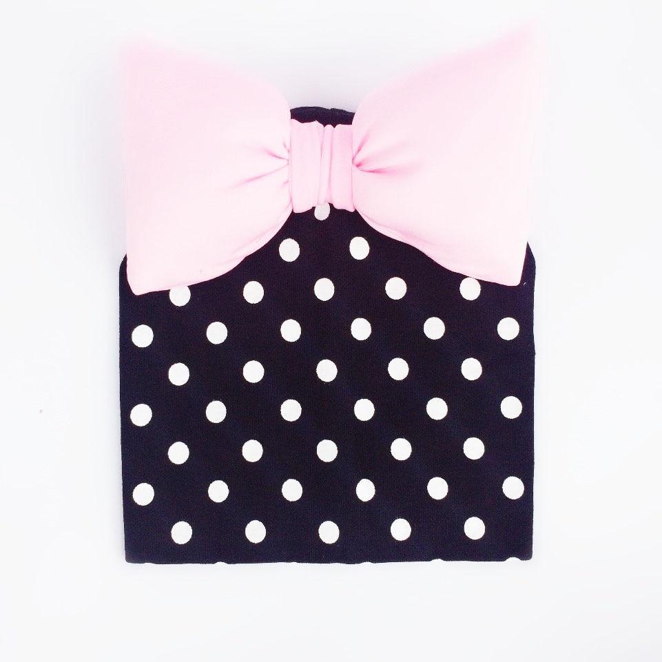 Modern Luxury Toddler Kids Children's Hat Cap With Dots Baby Cotton Colorful Big Large Bow And Scarf fork Kids Stevvex
