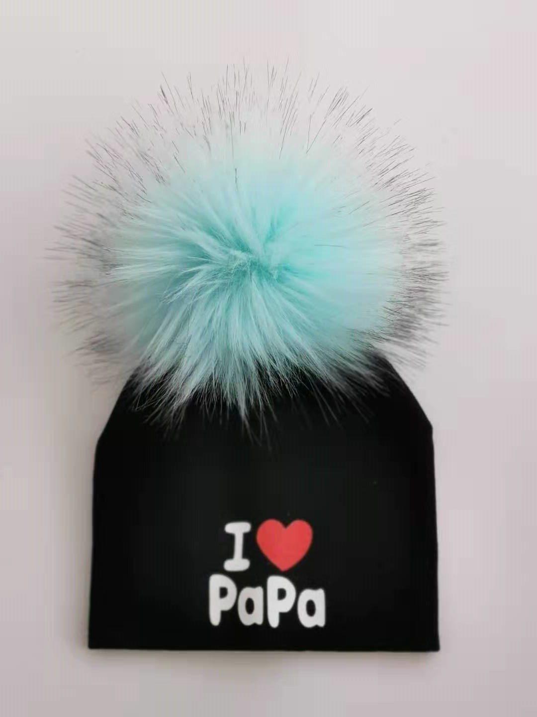 Newborn Cotton Hats Baby Pom Pom Childre Infant Hats For BabY Boys and Girls Wth Printed "I love mama " and " Design Stevvex