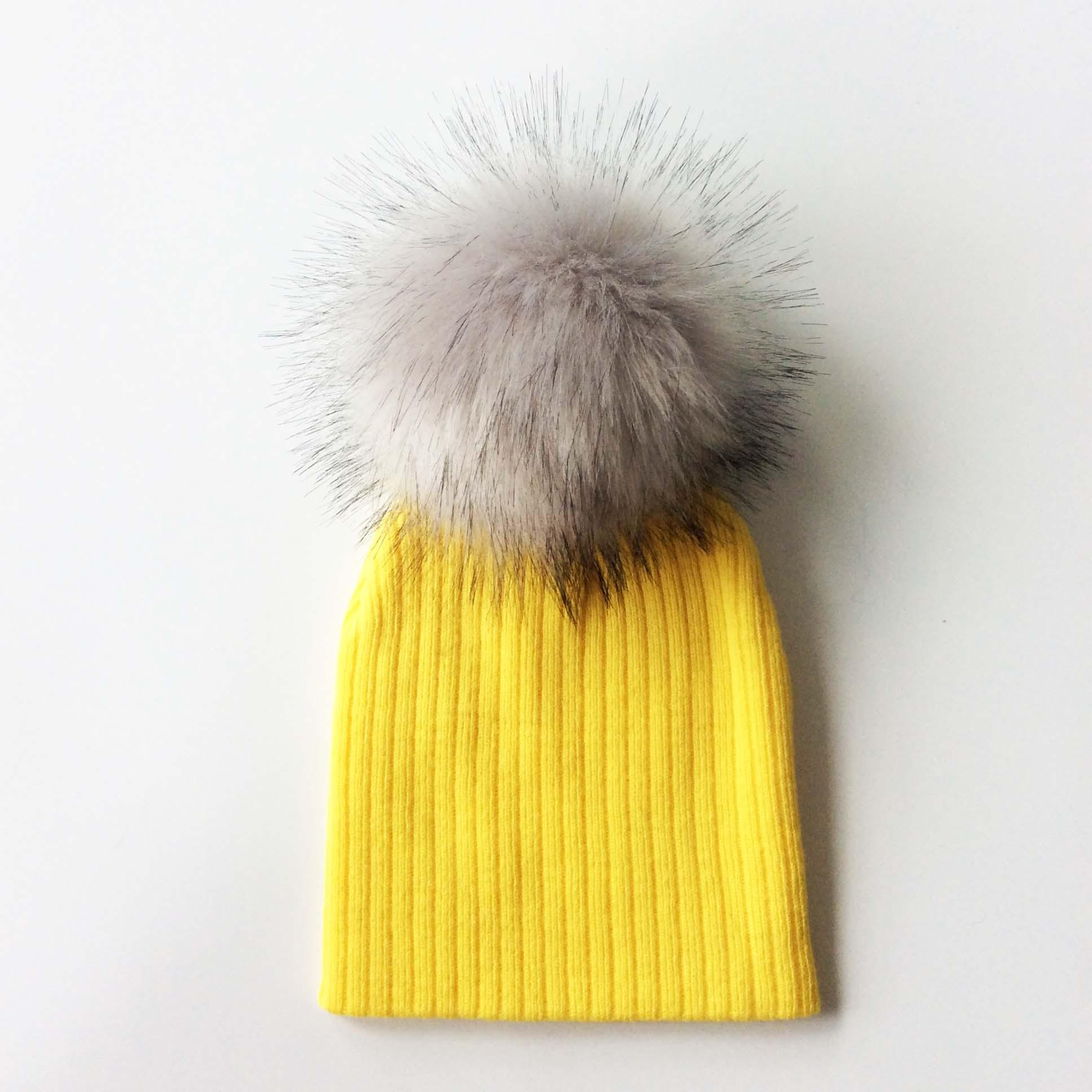 Trend New Winter Children Boy Girl Crochet Artificial Pompom Hat Knitted Toddler Kids Caps With Pompon Baby Beanie For Girls and Boys Stevvex