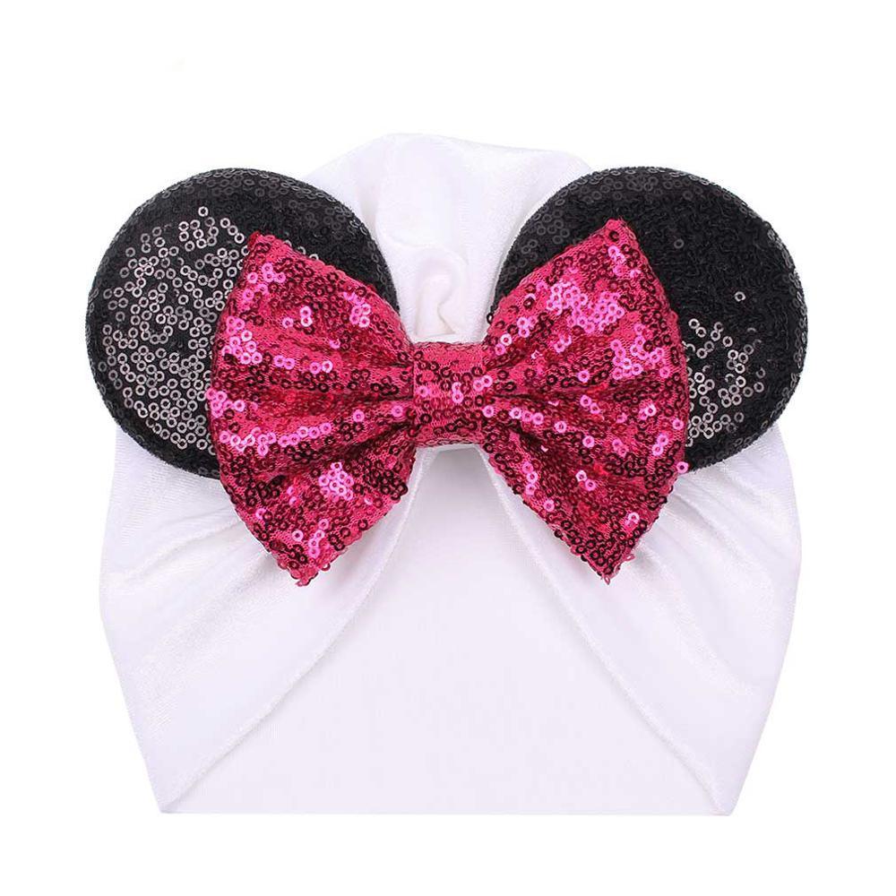 Modern Shiny Cute Dot  Big Bow Baby Cap Hat For Girls Kids Flannel Beanie Autumn Winter Warm Girls Turbans Stevvex
