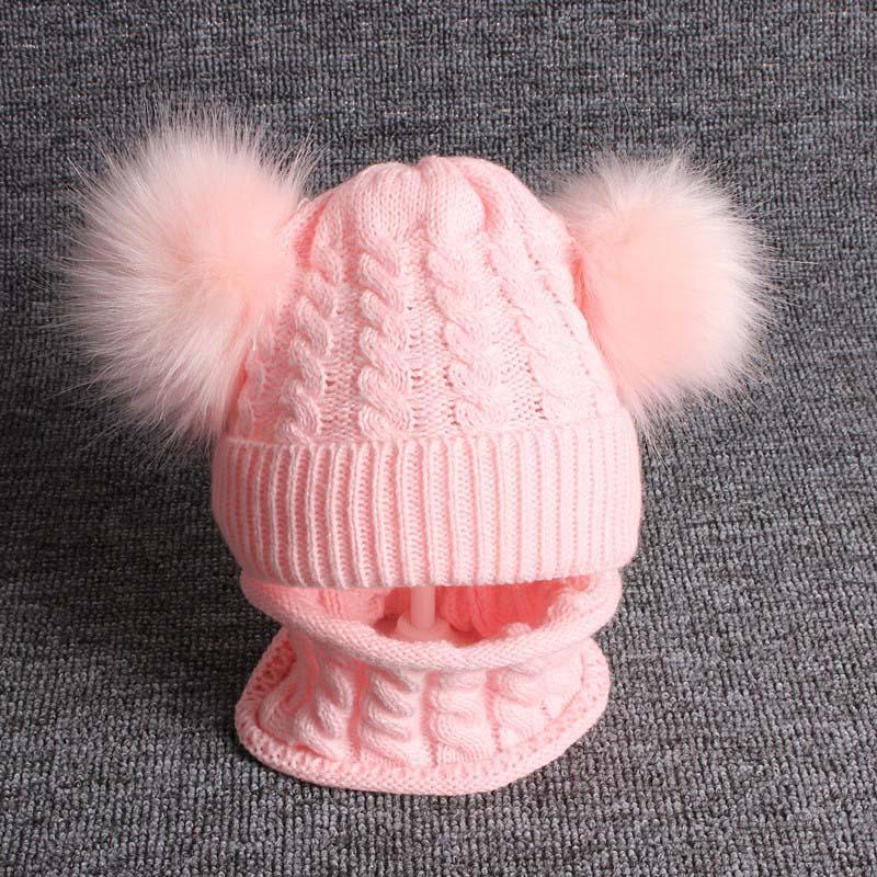 Cute Baby Hat & Scarf Set Pompom Infant Baby Girl Winter Hat For Kids Warm Knitted for Girls Stevvex