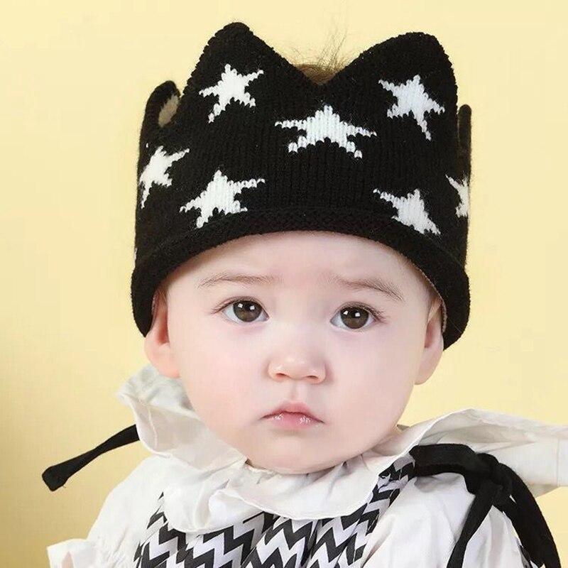 Modern Luxury New Trend  Baby Hat Girls and Boys Crown Knitted Cap Toddler Empty Top Hats Newborn Design Woolen Yarn Bonnet For Kids Stevvex