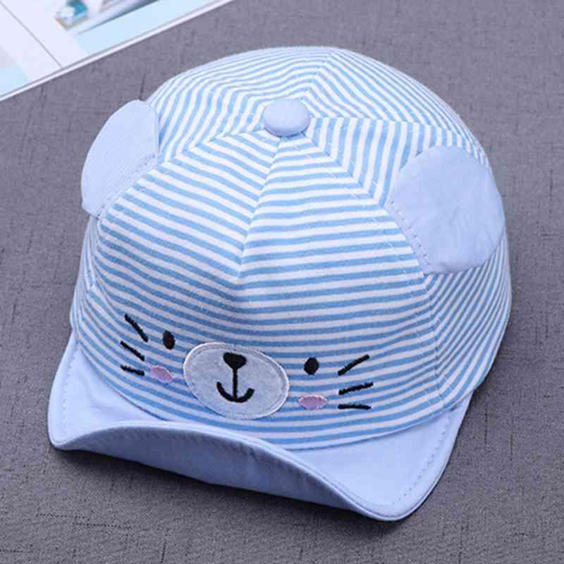 Cartoon Bear Baby Hat Cap Adjustable Baseball Cap Cute Striped Cotton Kids Sun Hat for Baby Boys Stevvex