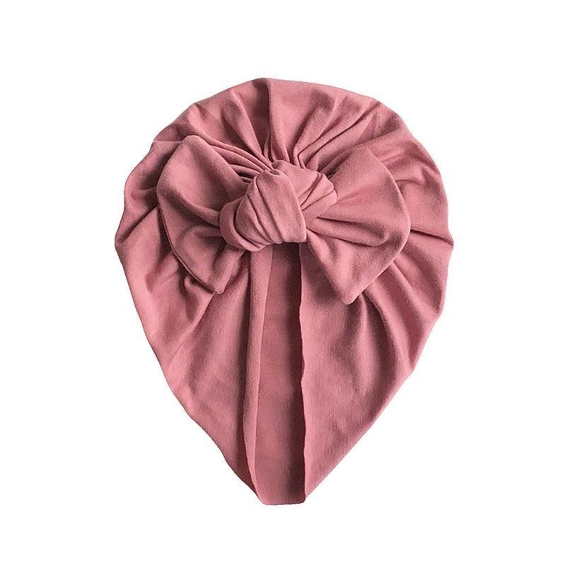 Handamde Elegant Baby Hats for Girls Big Bow Turban Hat Newborn  Baby Beanie Cap Solid Color Style Stevvex