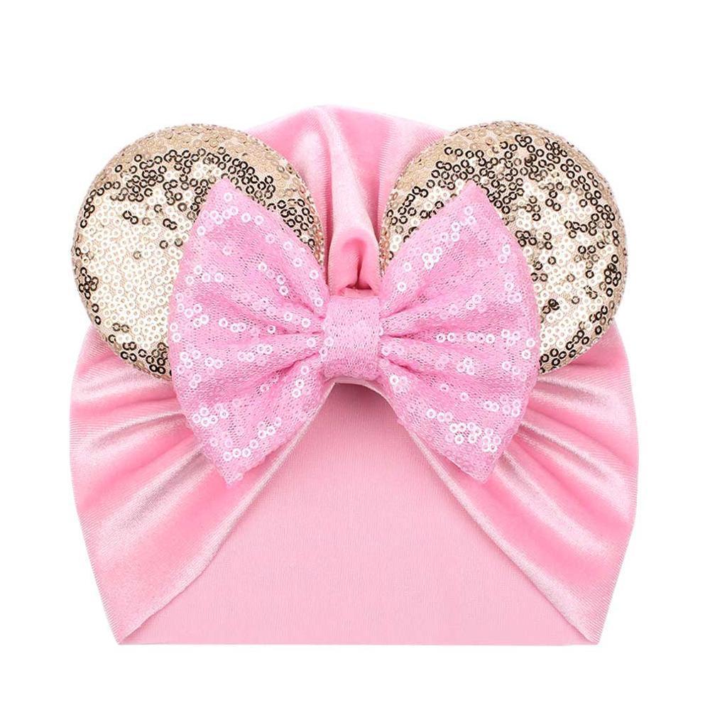 Modern Shiny Cute Dot  Big Bow Baby Cap Hat For Girls Kids Flannel Beanie Autumn Winter Warm Girls Turbans Stevvex