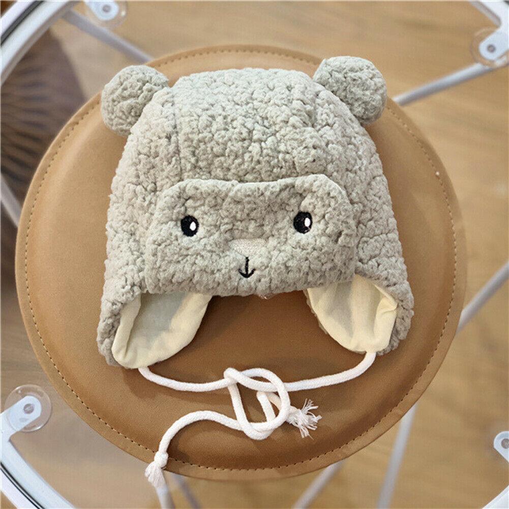 Modern Elegant Baby Boy Girl Warm Earmuffs Hat Wool Winter Ski Cap Winter Plush Cartoon Hat For Boys and Girls Kids Stevvex