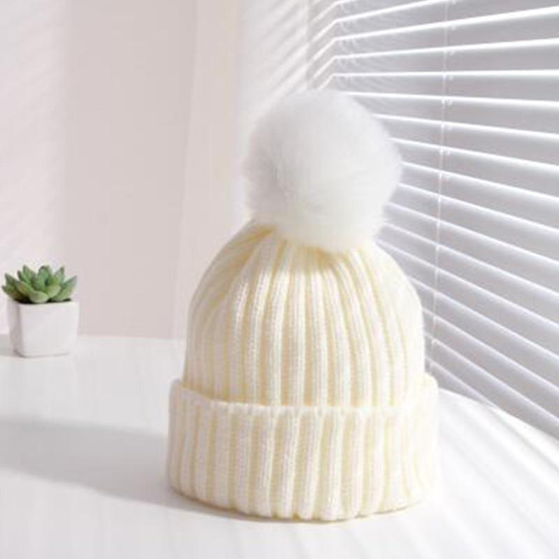 Winter Warm Baby Hat Fur Pompom Knitted Baby Hat Cap Infant Toddler Kids Hat Beanie In Modern Designer Style Stevvex