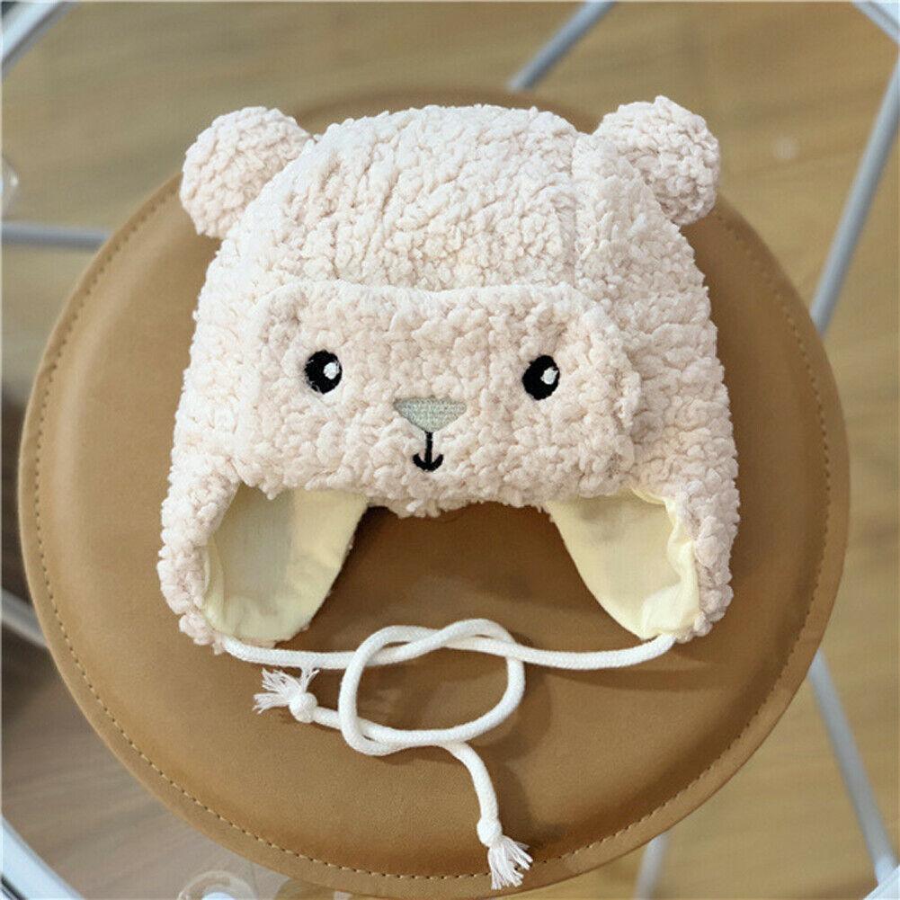 Modern Elegant Baby Boy Girl Warm Earmuffs Hat Wool Winter Ski Cap Winter Plush Cartoon Hat For Boys and Girls Kids Stevvex