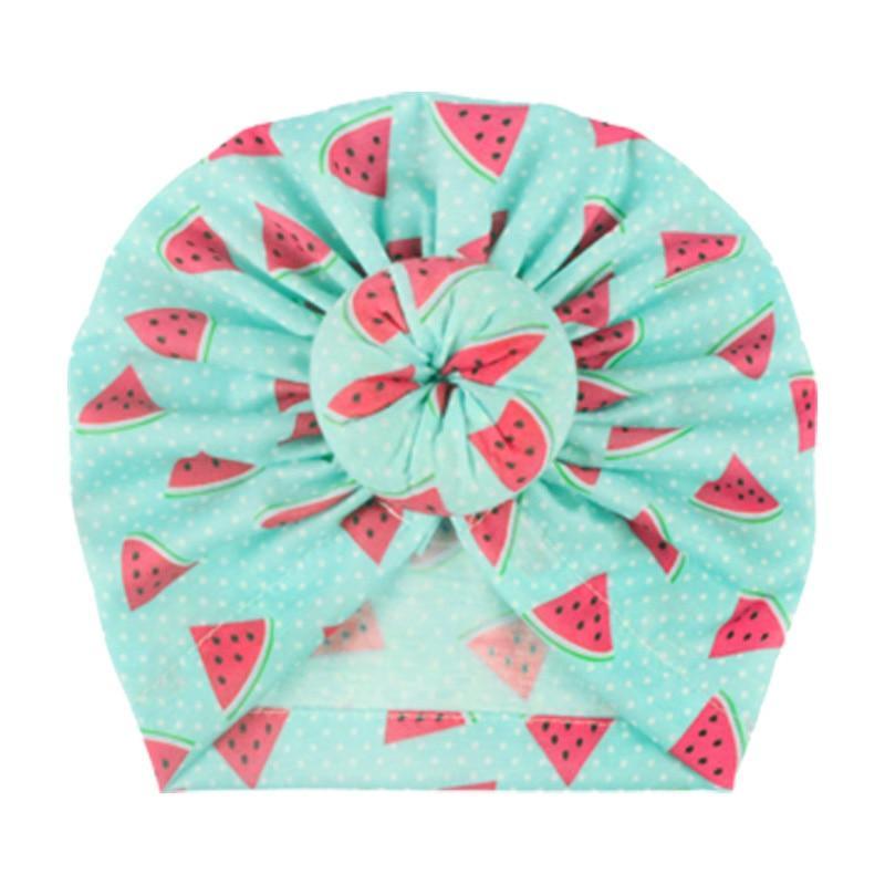 Luxury Modern Donut Baby Beanie Turban Hat Baby Cap Cotton Fruit Print Floral Toddler Baby Girl Cap Design Stevvex