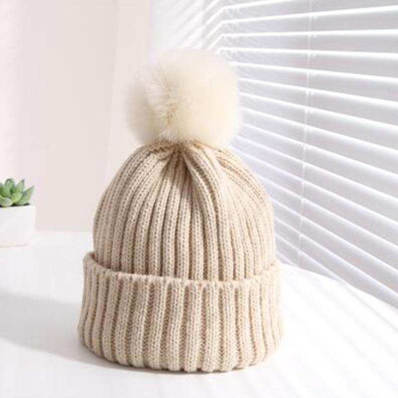 Winter Warm Baby Hat Fur Pompom Knitted Baby Hat Cap Infant Toddler Kids Hat Beanie In Modern Designer Style Stevvex