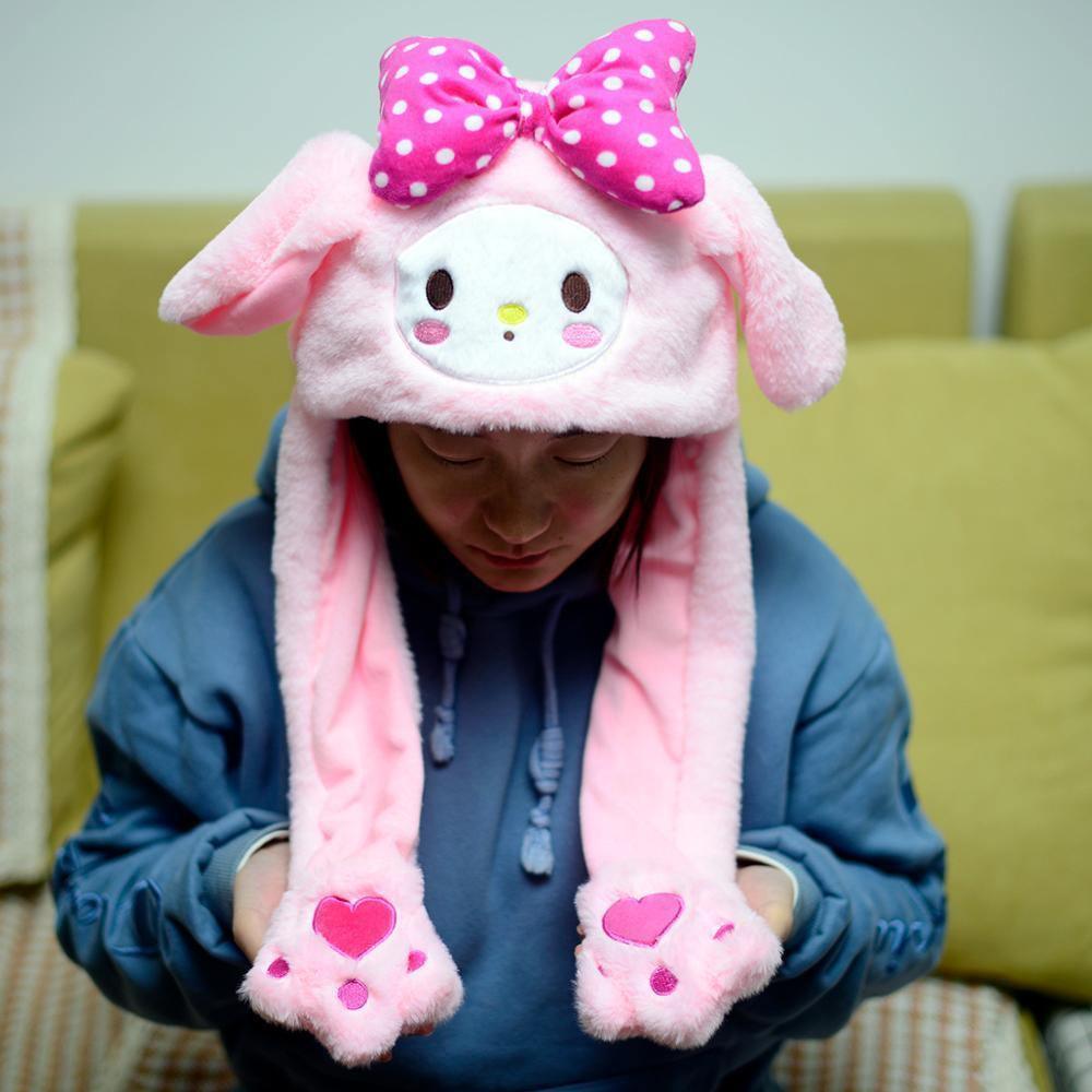 Modern Elegant Winter Interesting Girls Animals Ear Moving Jumping Hats Children and Adults Women Warm Rabbit Winter Caps In Modern Design Stevvex
