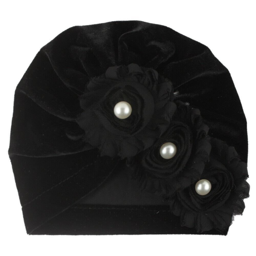 Handmade Baby Accessories Newborn Kids Baby Boy Girl Indian Turban Twist Knot Beanie Hat Pearl Flower Style Stevvex