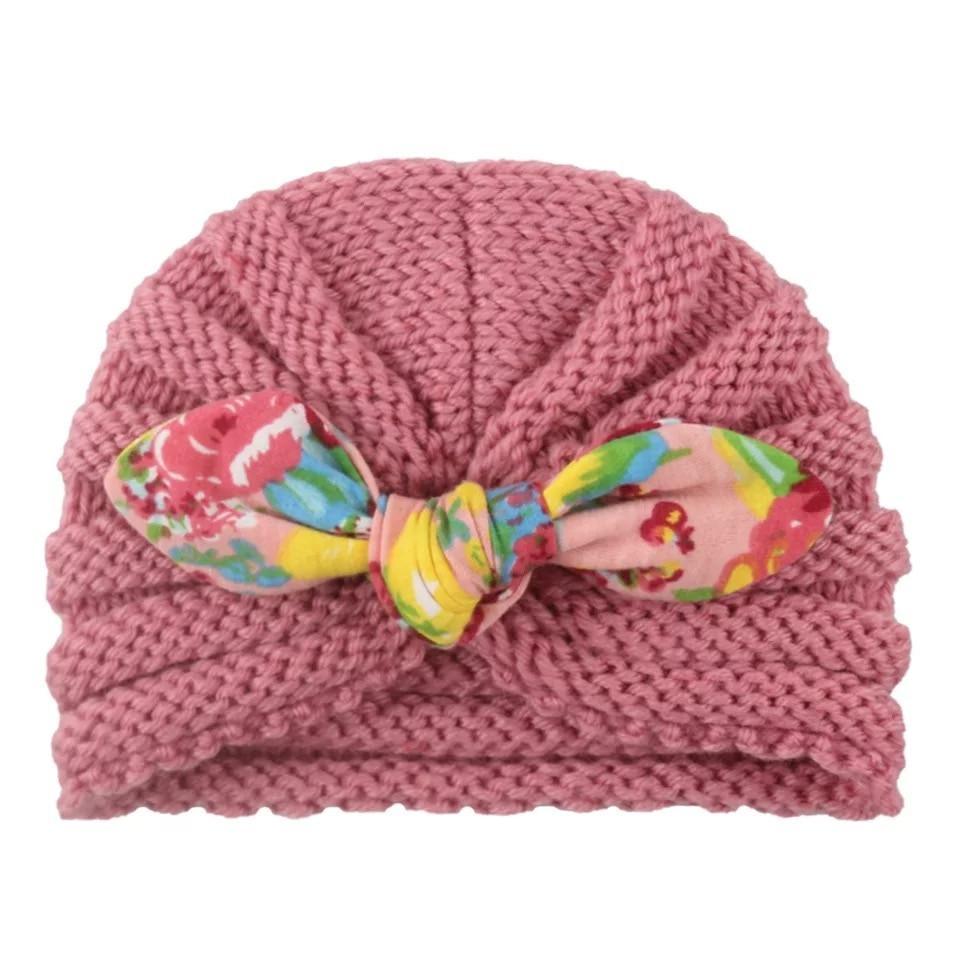 New  Handmade Cotton Girl Hat Autumn Winter Baby Boy Girl Hat Colorful Bow Elastic Cute Baby Turban In Elegant Design Stevvex