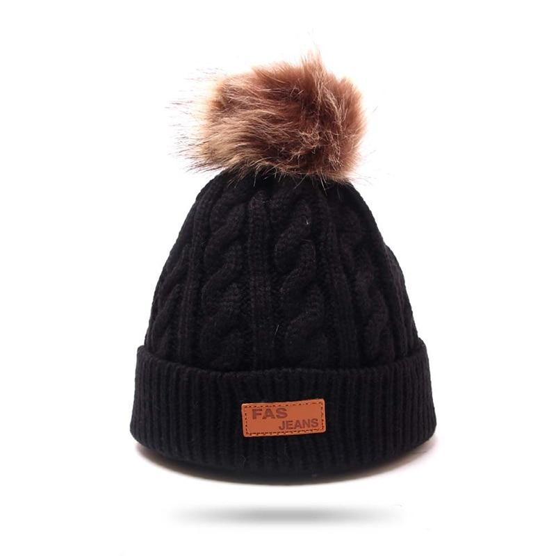 Modern Warm Baby Beanies Hat Pompon Children Hats Knitted Cute Cap For Girls Elegant For Winter Stevvex