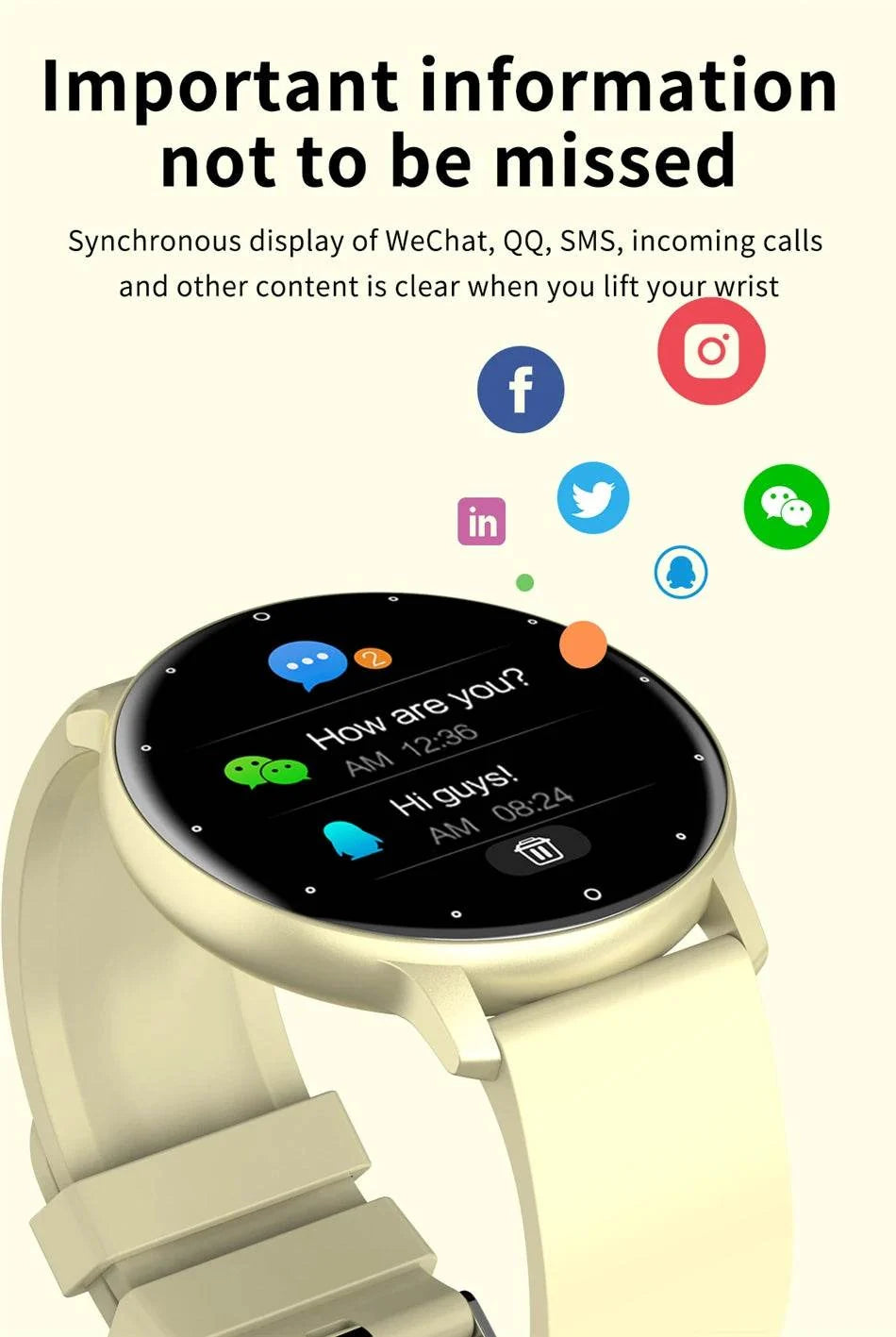 LIGE Smart watch Ladies Full touch Screen Sports Fitness watch IP67 waterproof Bluetooth For Android iOS Smart watch Female