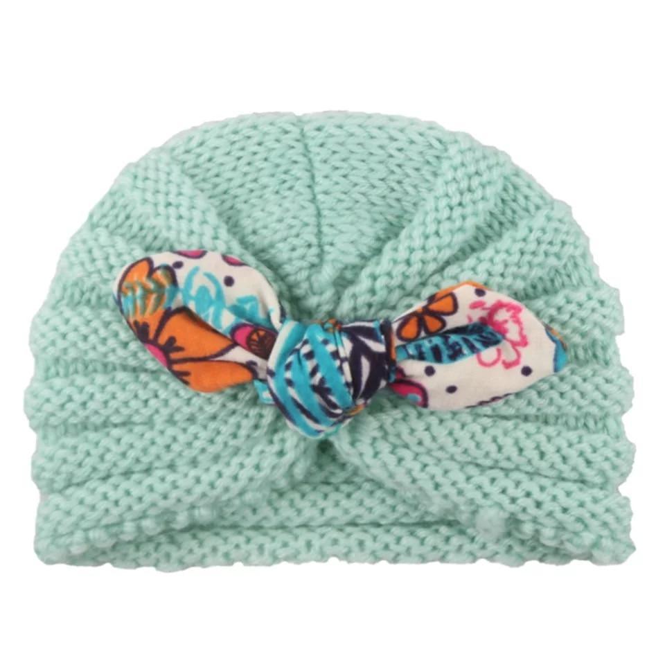 New  Handmade Cotton Girl Hat Autumn Winter Baby Boy Girl Hat Colorful Bow Elastic Cute Baby Turban In Elegant Design Stevvex