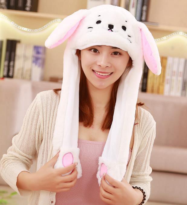 Modern Elegant Winter Interesting Girls Animals Ear Moving Jumping Hats Children and Adults Women Warm Rabbit Winter Caps In Modern Design Stevvex