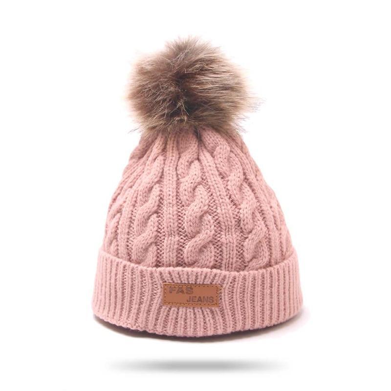 Modern Warm Baby Beanies Hat Pompon Children Hats Knitted Cute Cap For Girls Elegant For Winter Stevvex