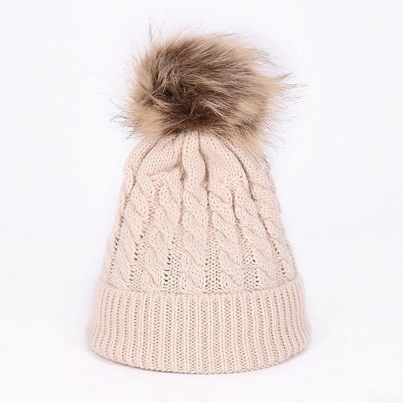 Winter Warm Baby Hat Fur Pompom Knitted Baby Hat Cap Infant Toddler Kids Hat Beanie In Modern Designer Style Stevvex