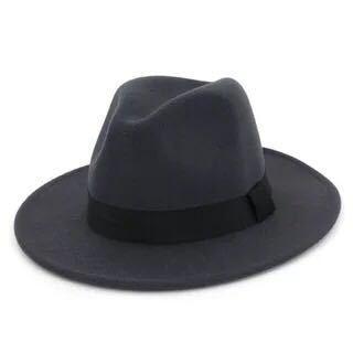 Black Fedora Hat Unisex Wide Brim Hat Autumn Winter Fedora Hat Wide Cap Winter Wool Classic Hat Men Elegant Gentleman Hat For Party Stevvex