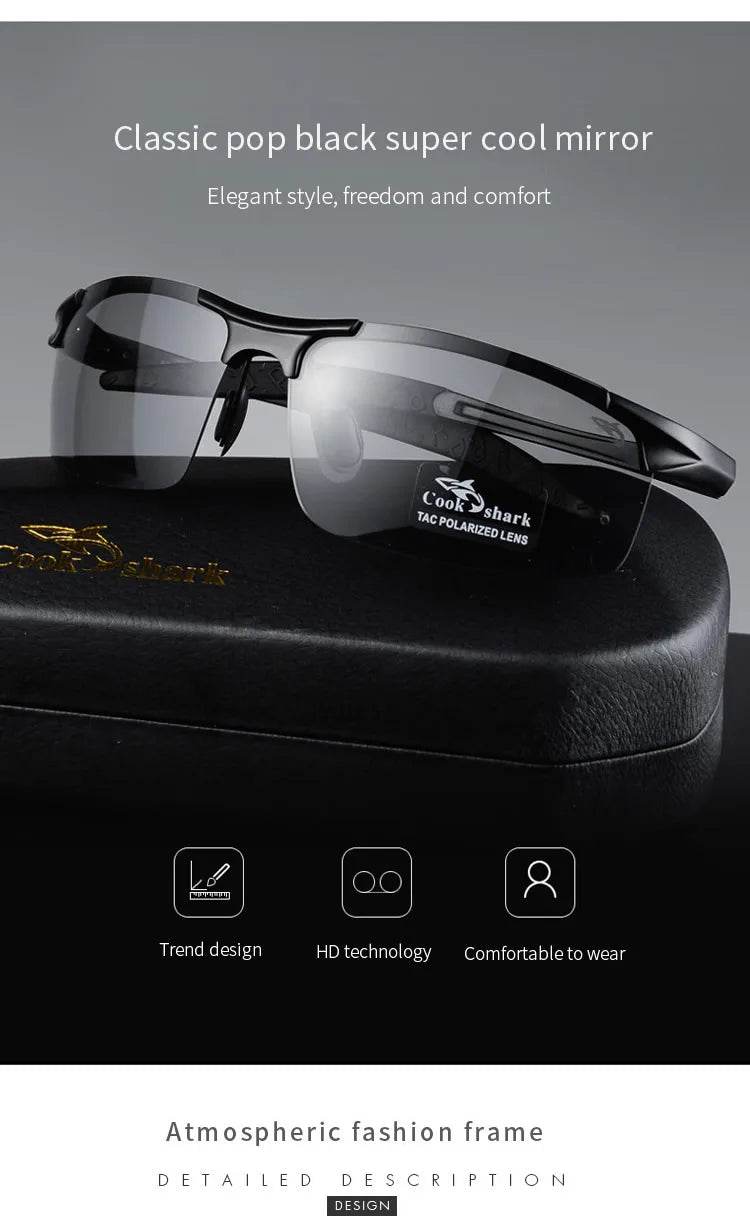 Cook Shark's New Aluminum Magnesium Sunglasses Men's sunglasses HD Polarized Driving Color Glasses Tide