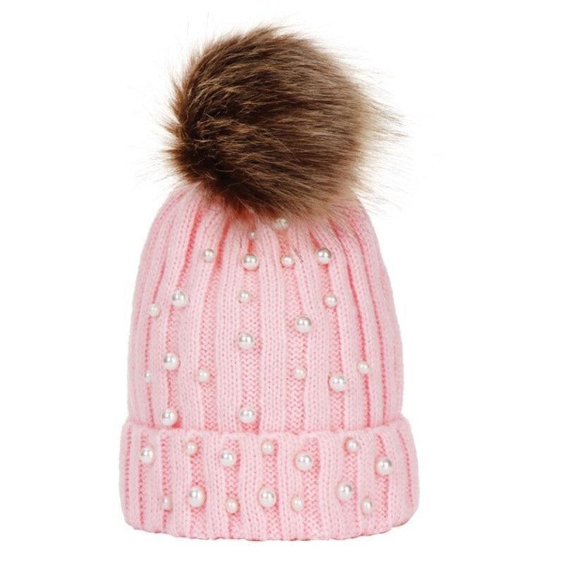 Luxury Baby Kids Pompom Newborn Baby Hat Cap Knitted Warm Hats With Rhinestone for Baby Girl/Boy Beanie Soft Toddler Hat Stevvex