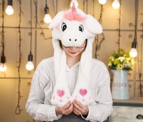 Modern Elegant Winter Interesting Girls Animals Ear Moving Jumping Hats Children and Adults Women Warm Rabbit Winter Caps In Modern Design Stevvex