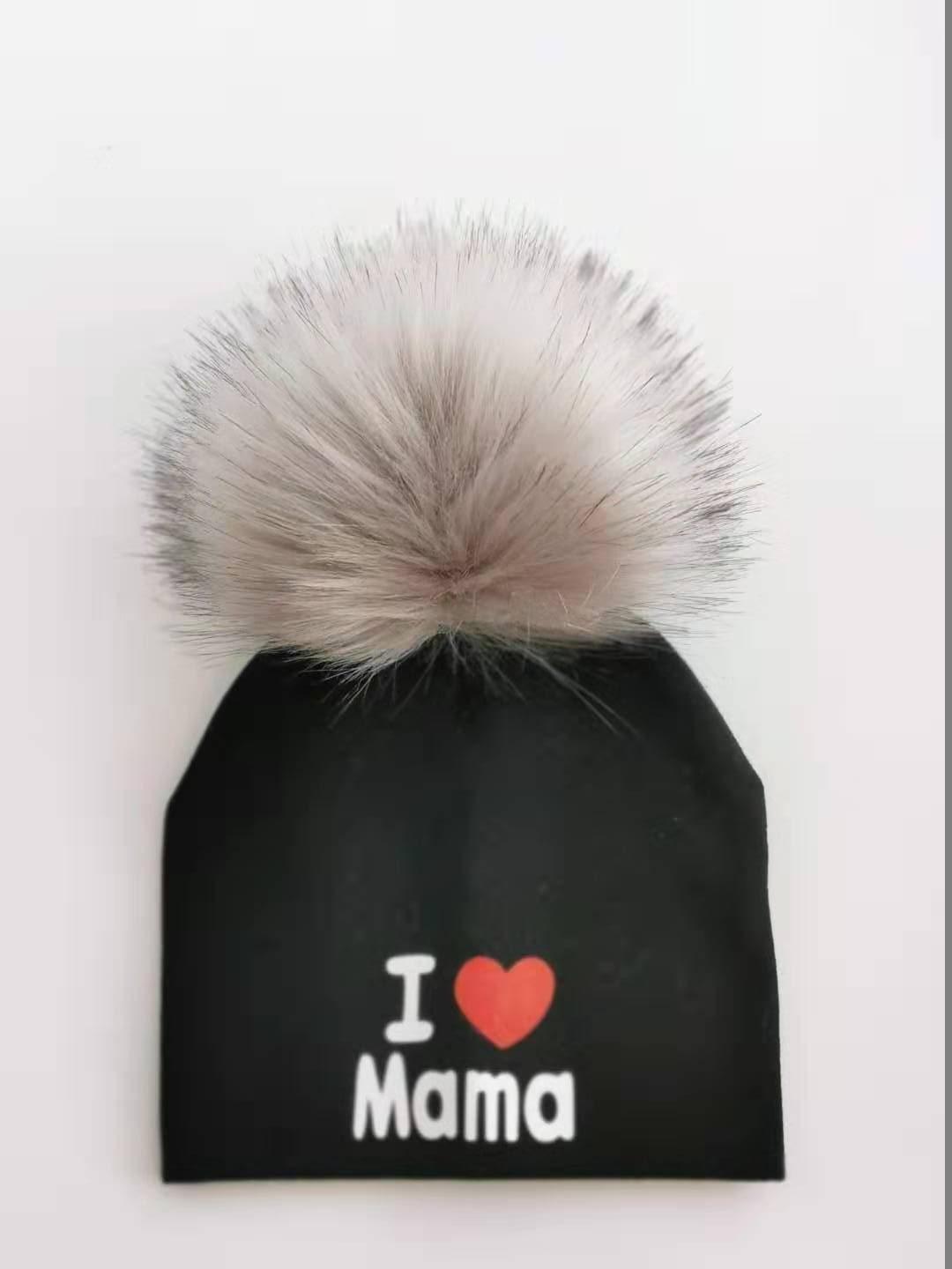 Newborn Cotton Hats Baby Pom Pom Childre Infant Hats For BabY Boys and Girls Wth Printed "I love mama " and " Design Stevvex