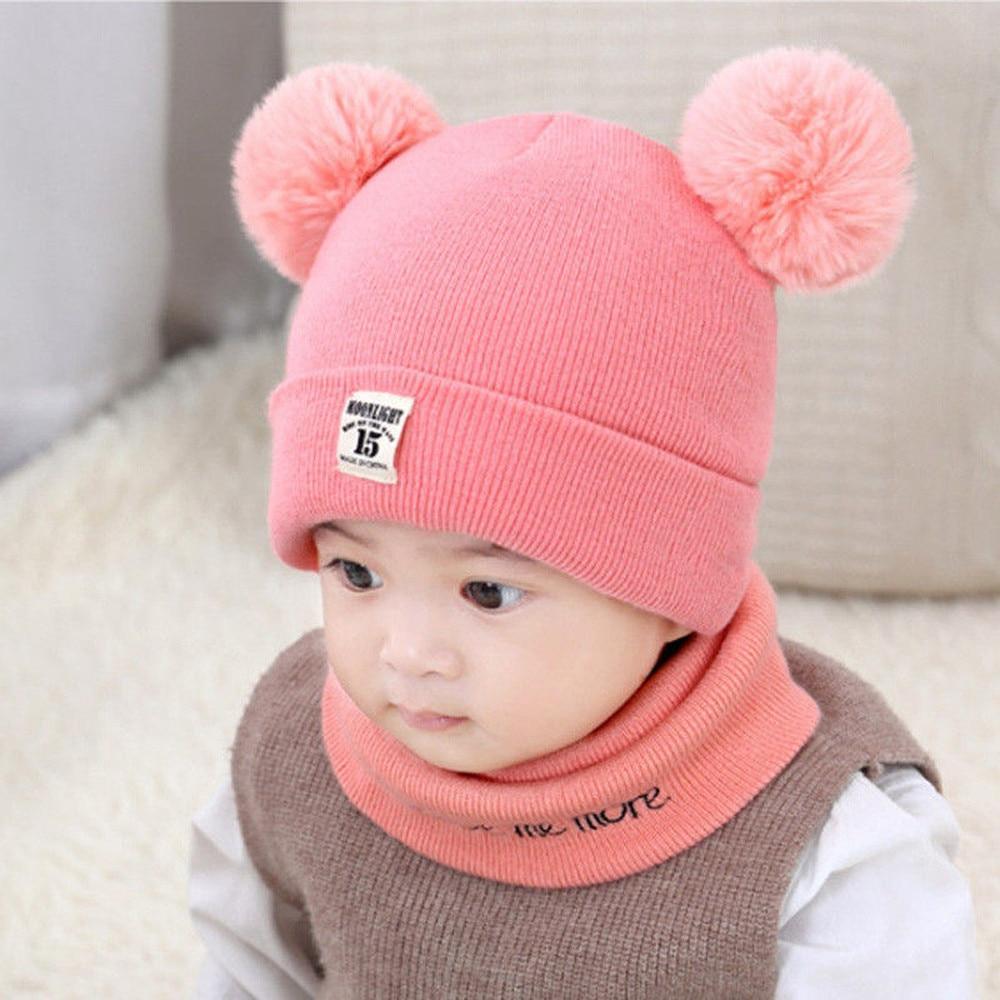 Modern Luxury Children Hats Pom Pom Ball Hat Kids Warm Wool Hooded Hat Baby Scarves Toddler Caps For Kids Stevvex