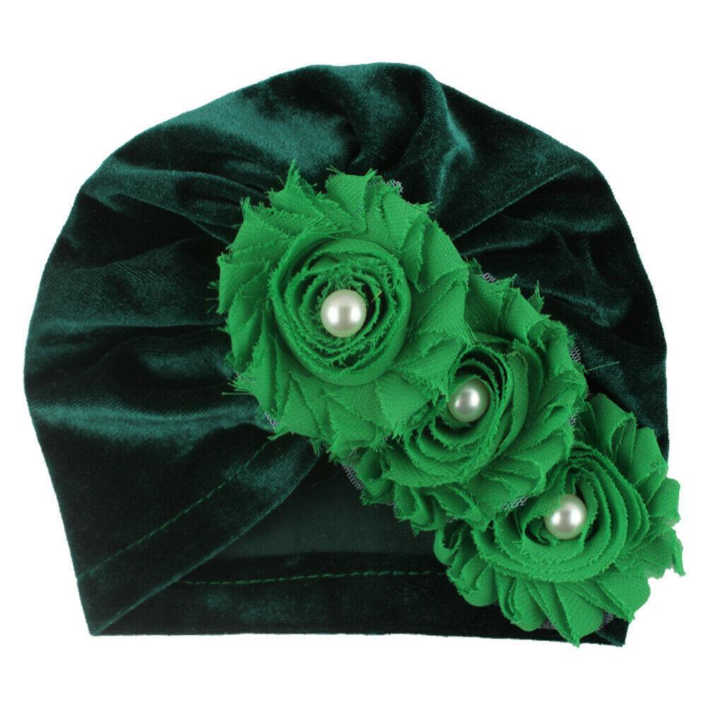 Handmade Baby Accessories Newborn Kids Baby Boy Girl Indian Turban Twist Knot Beanie Hat Pearl Flower Style Stevvex