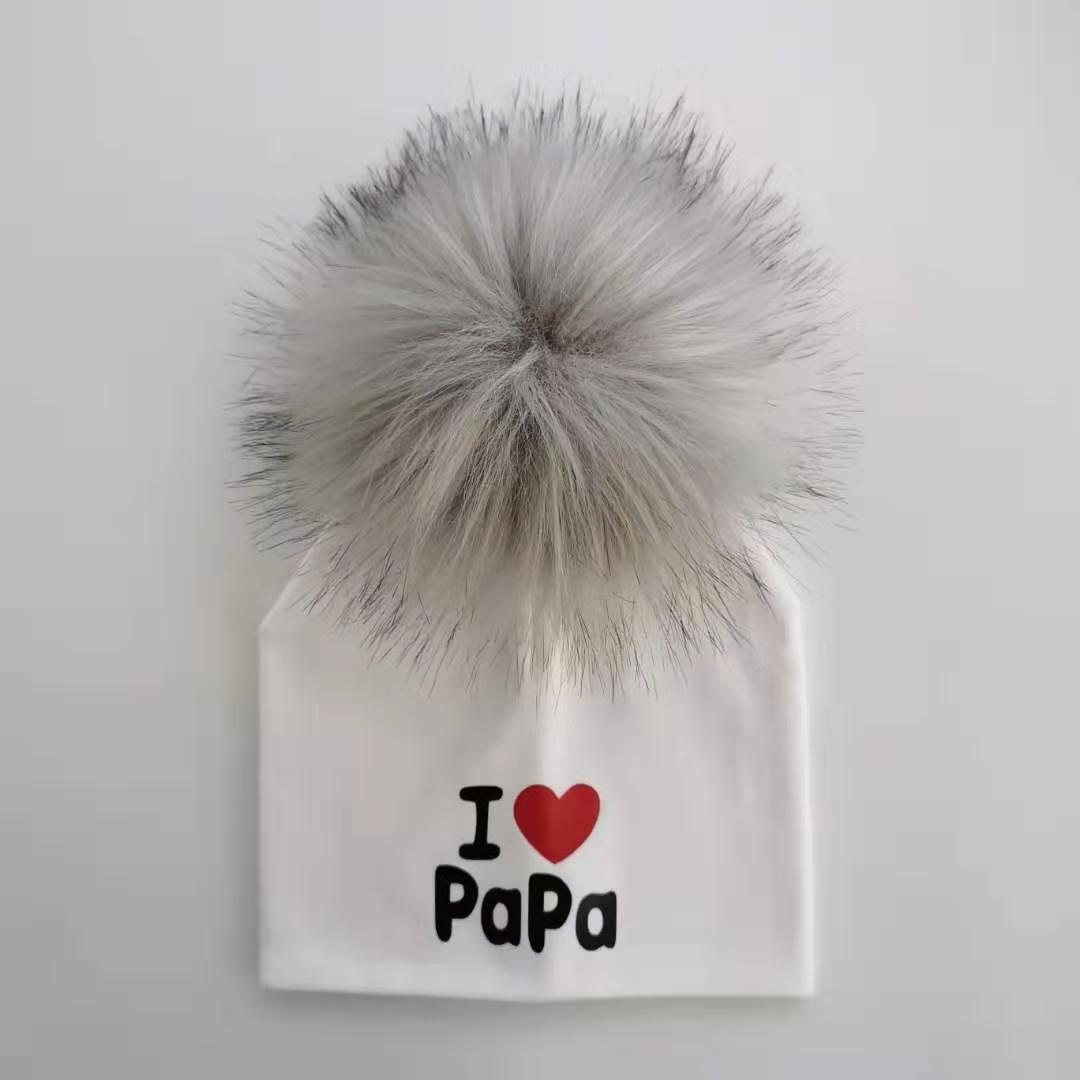 Newborn Cotton Hats Baby Pom Pom Childre Infant Hats For BabY Boys and Girls Wth Printed "I love mama " and " Design Stevvex