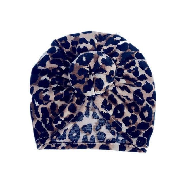 Luxury Modern Newborn Infant Baby Girl Boy and Mom Turban Hat Bows Flower Head Wrap Leopard Hat Cotton Cap For Parent-child Stevvex