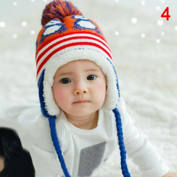Modern New Baby Boys and Girls Winter Warm Knitted Crochet Ear flap Beanie Wool Cute Penguin Cap For Kids Stevvex