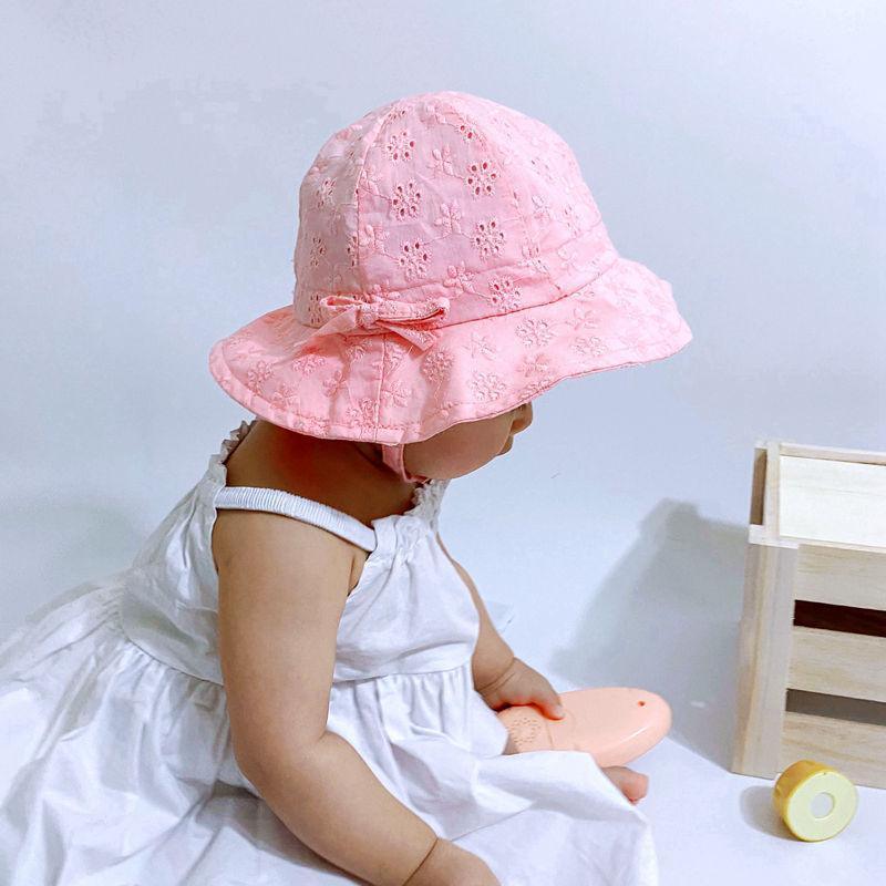 Modern Baby Girls Sun Hat Cotton Baby Hat Kids Child Cap Bowknot Flower Print Bucket Hat Double Sided Stevvex