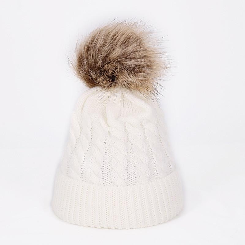 Winter Warm Baby Hat Fur Pompom Knitted Baby Hat Cap Infant Toddler Kids Hat Beanie In Modern Designer Style Stevvex