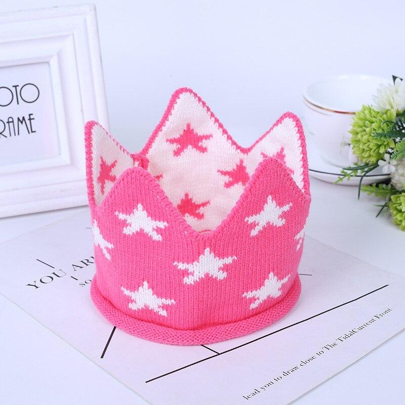Modern Luxury New Trend  Baby Hat Girls and Boys Crown Knitted Cap Toddler Empty Top Hats Newborn Design Woolen Yarn Bonnet For Kids Stevvex