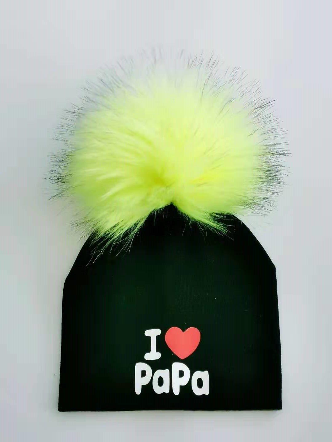 Newborn Cotton Hats Baby Pom Pom Childre Infant Hats For BabY Boys and Girls Wth Printed "I love mama " and " Design Stevvex