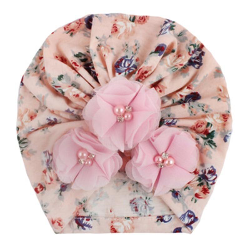 Handmade Luxury Flower With Pearl Cotton Soft Baby Turban Headband Handmade Elastic Baby Head Wrap Newborn Hair Accessories For Girls Stevvex