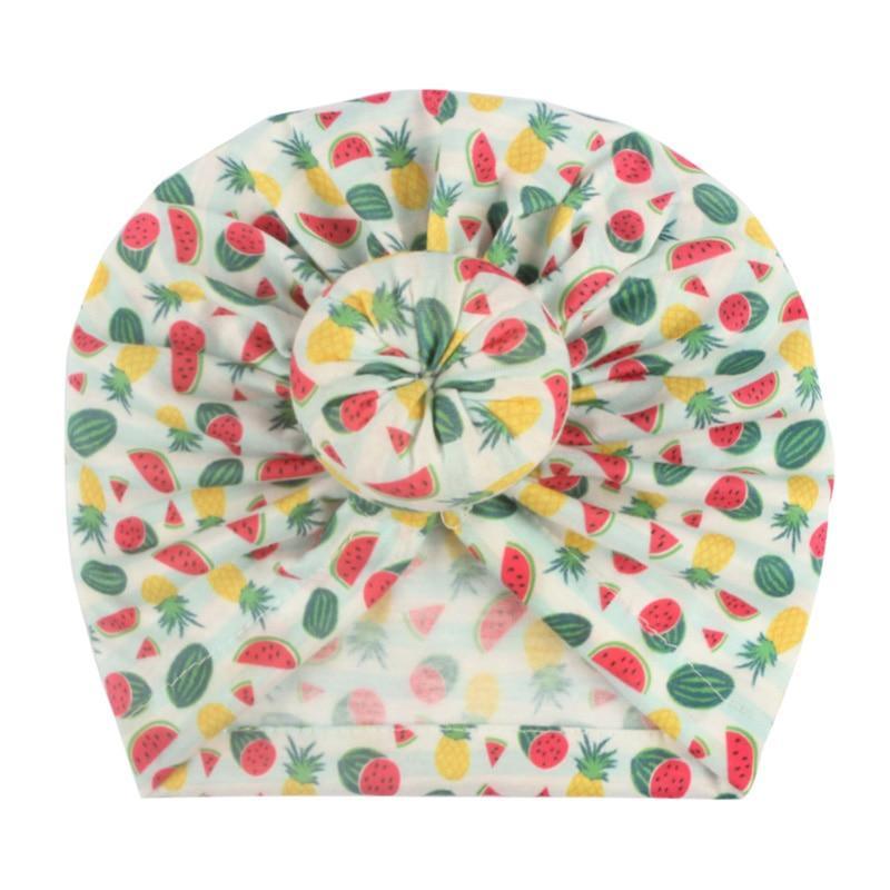 Luxury Modern Donut Baby Beanie Turban Hat Baby Cap Cotton Fruit Print Floral Toddler Baby Girl Cap Design Stevvex