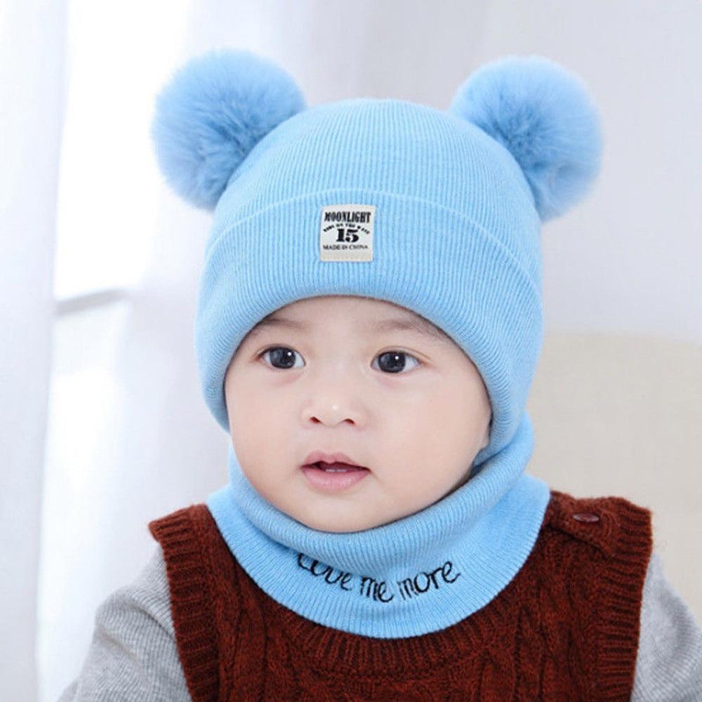 Modern Luxury Children Hats Pom Pom Ball Hat Kids Warm Wool Hooded Hat Baby Scarves Toddler Caps For Kids Stevvex