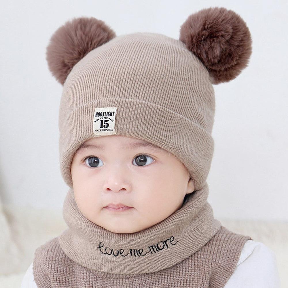 Modern Luxury Children Hats Pom Pom Ball Hat Kids Warm Wool Hooded Hat Baby Scarves Toddler Caps For Kids Stevvex