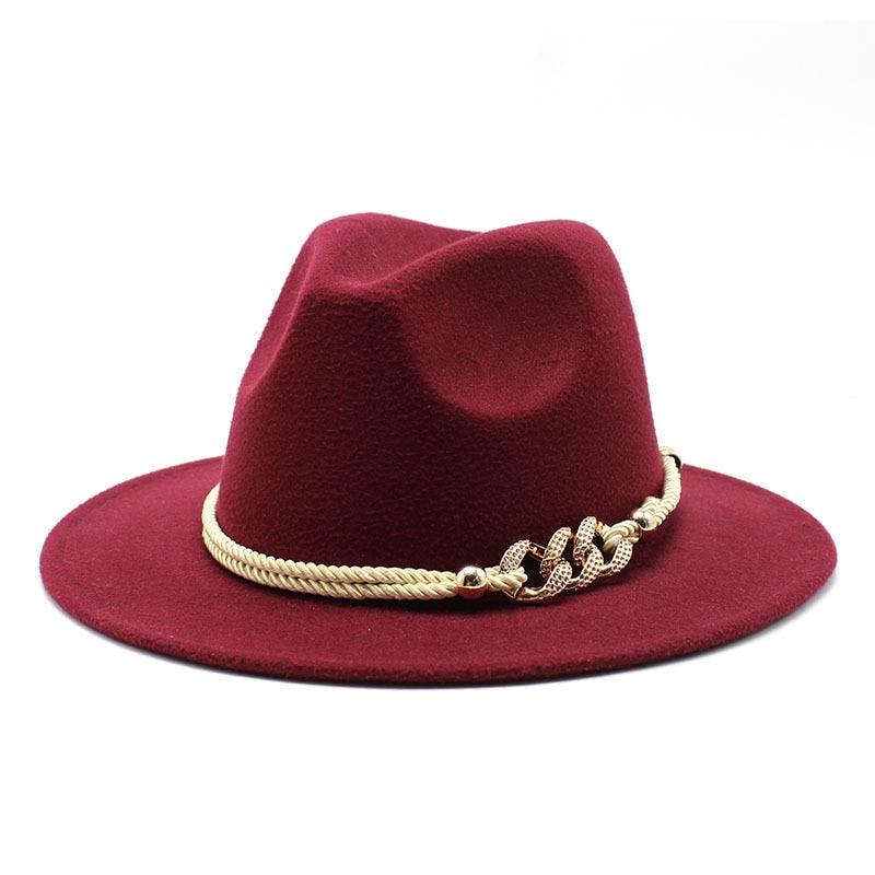 White Elegant Wide Brim Simple Hat Summer Women Lady Retro Wide Brim Hat Charming Fedora Hat Solid Color Fedoras Hat With Chain Men Women Cotton Comfortable Jazz Cap 56-58cm Stevvex
